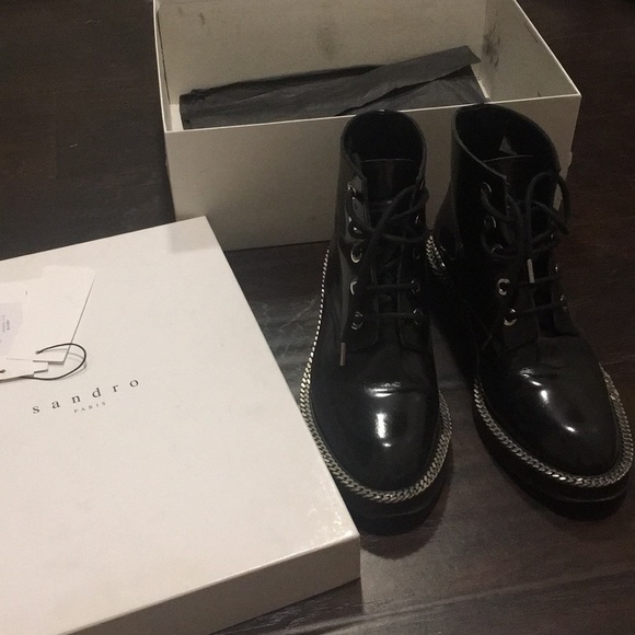 【TRADED】Sandro Audrey black patent leather boots - Picture 2 of 8